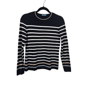 J.McLaughlin Sweater Womens Small Black Striped Crewneck Pullover Cotton Modal